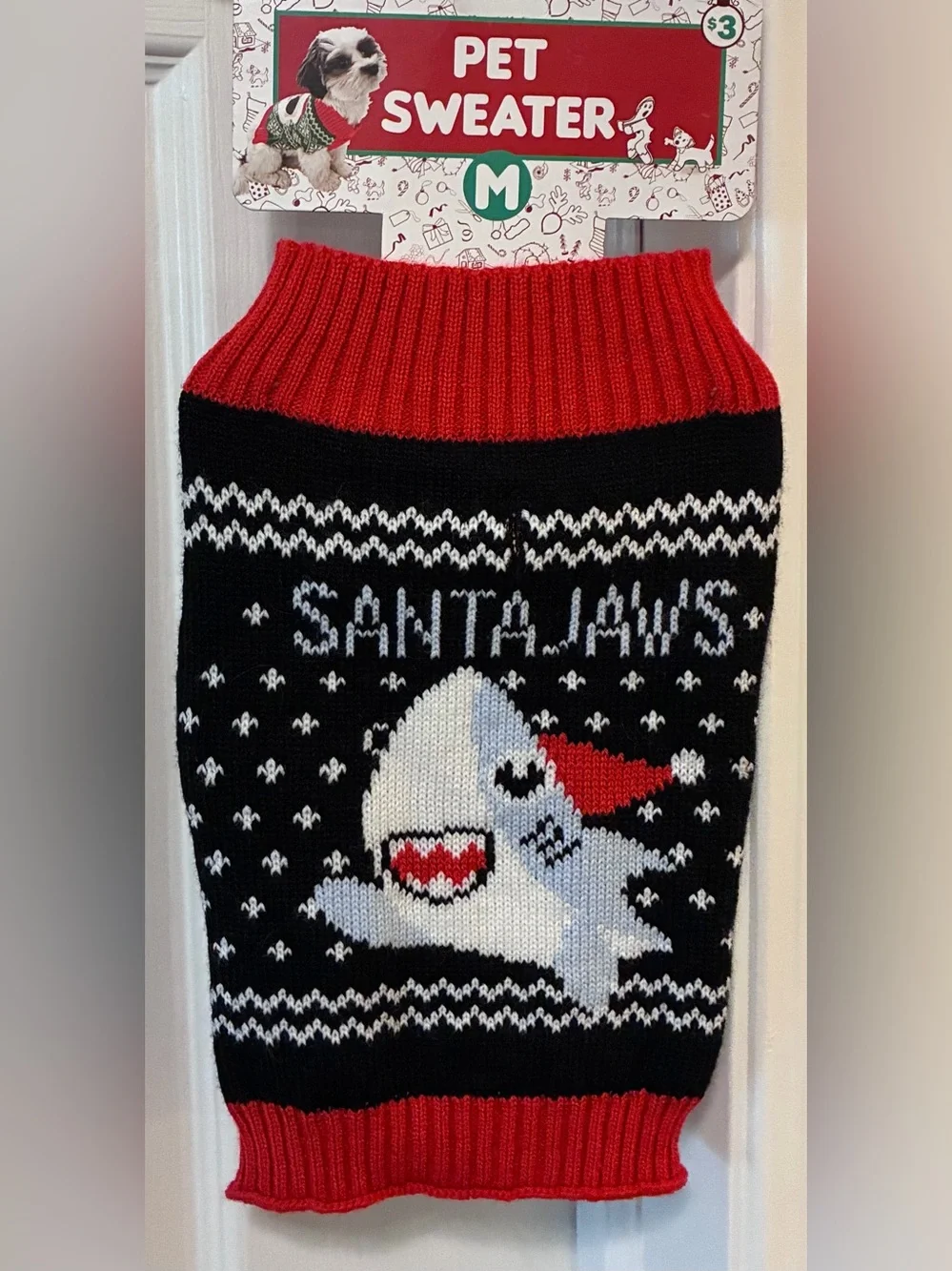 NWT Pet Sweater - Black/Red Knit Pet Festive Sweater 